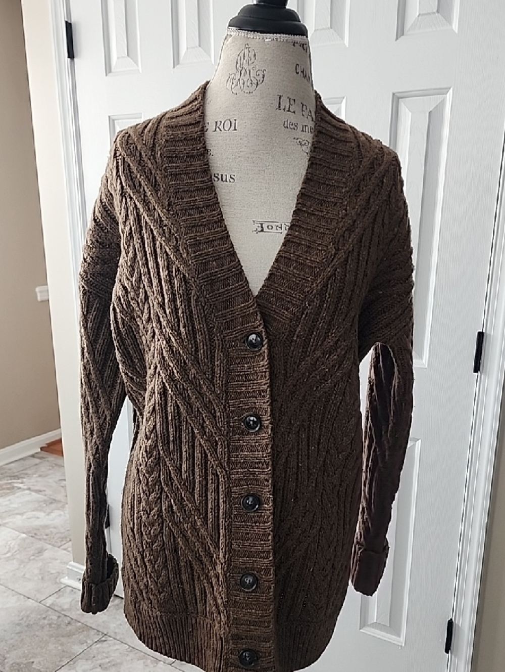 ALL SAINTS EUC WOOL BLEND CHUNKY OVERSIZED BUTTON FRONT SWEATER CARDIGAN SZ 8